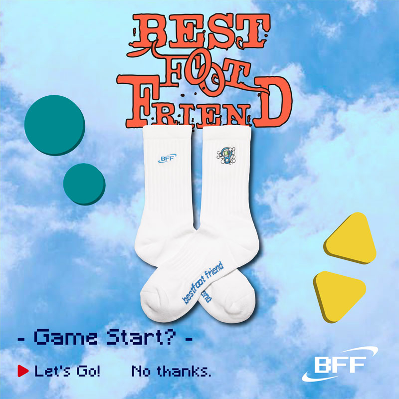 BEST FOOT FRIEND BF23004-WH DIGIMON 對打機 中筒襪 小腿襪 (白色) 化學原宿
