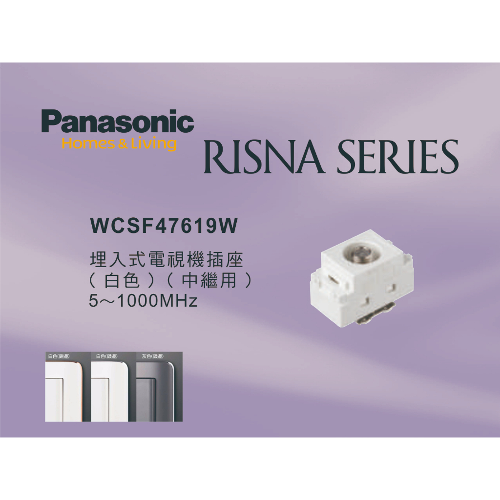 《海戰車電料》Panasonic國際牌 RISNA系列 WCSF47619W 埋入式電視機插座中繼用【單品】蓋板需另購