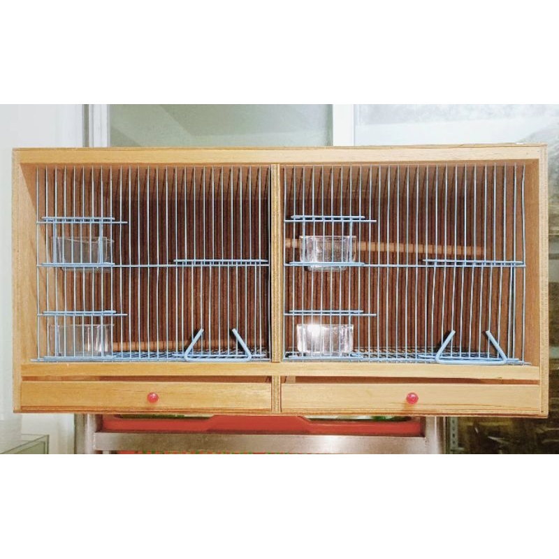 【紅樹林】長方型雙格木製鳥籠箱
長60寬30高30公分

