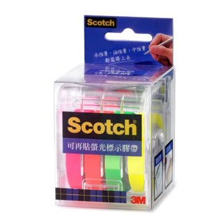 3M Scotch 可再貼螢光標示膠帶 812 附台 補充包 四色【金玉堂文具】