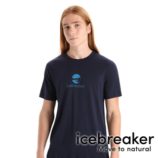 【icebreaker】Tech Lite II男羊毛圓領短袖上衣(山高月小) 『海軍藍』0A56ND