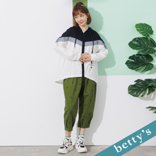 betty’s貝蒂思(21)鬆緊刺繡休閒直筒褲(綠色)