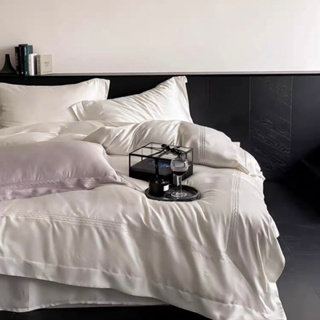 2色/歐美典雅80支天絲壓框刺繡床包組 專櫃品質 飯店等級 ikea床墊尺寸 雙人床包 雙人加大床包 白色 灰色