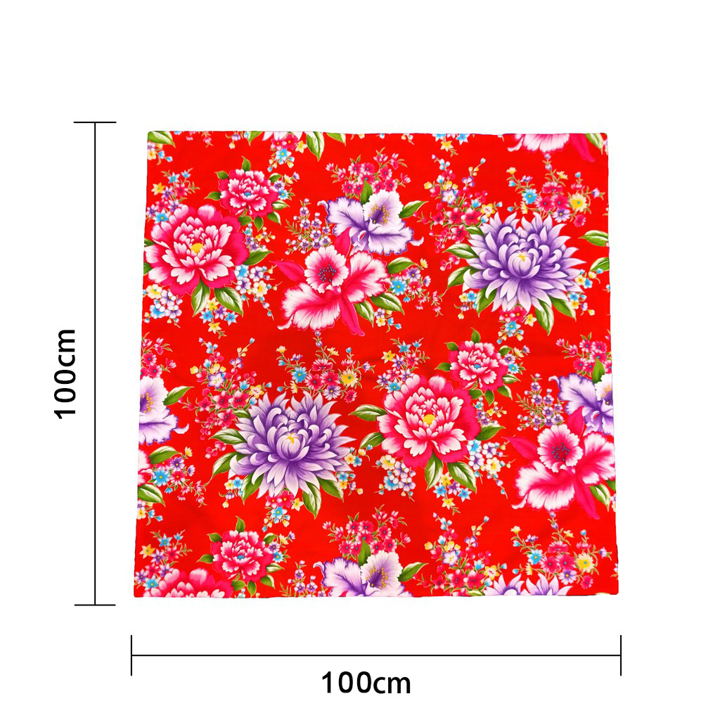 花布(現貨)客家復古傳統包巾 花布方巾 100CM 包牲禮巾 拜拜方巾 斗笠巾 大方巾 禮巾 客家方巾 傳統包巾