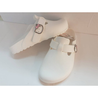 ［kikishoes]正版Sanrio Hello Kitty 臺灣製廚師鞋輕量防水/防水拖鞋懶人鞋/前包拖鞋 白色