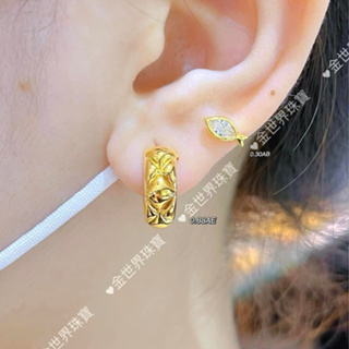 金世界珠寶-黃金9999造型耳環 菱格紋 魚 黃金耳環 耳環