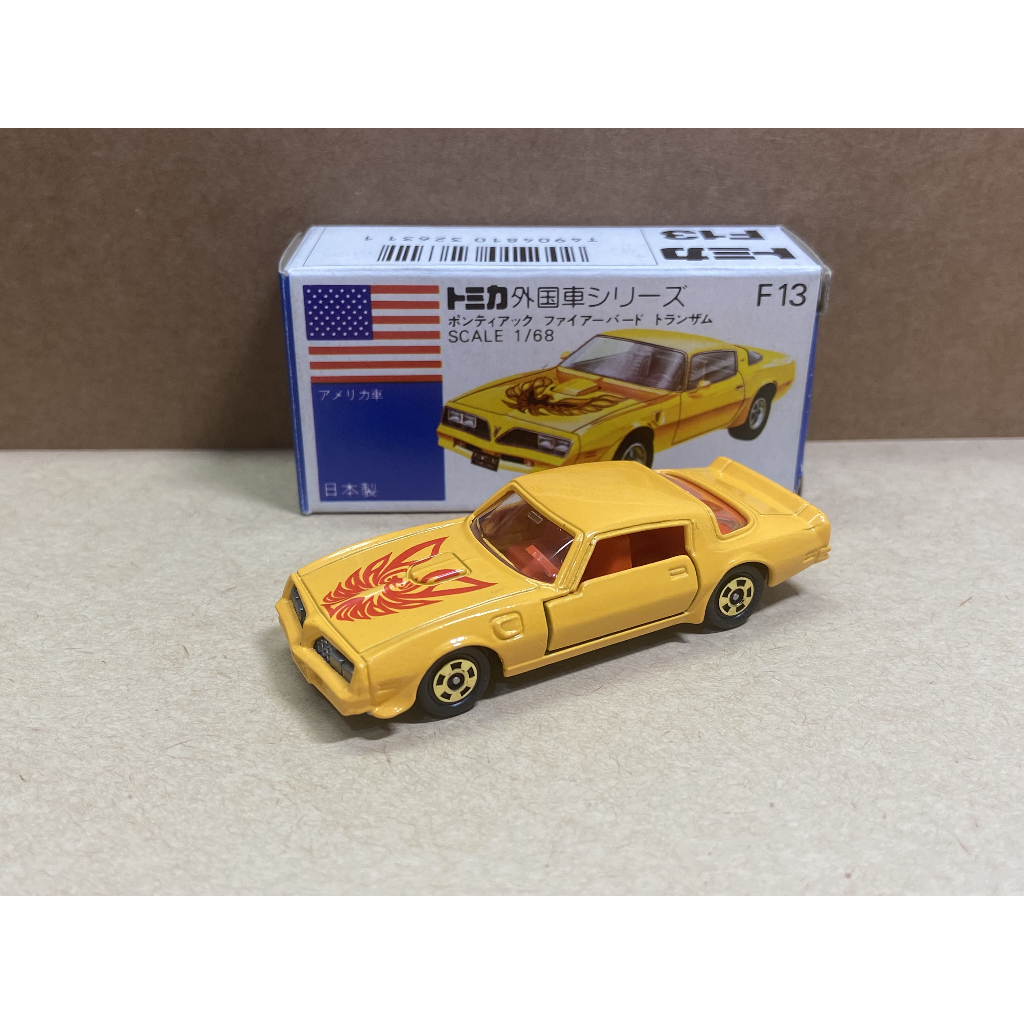 Tomica 日本製 藍盒 no.F13 PONTIAC FIREBIRD TRANSAM 火鳥 橘黃色 絕版