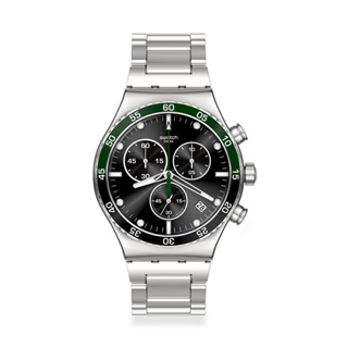 【SWATCH】Irony 金屬Chrono 手錶 DARK GREEN (43mm) 瑞士錶 YVS506G