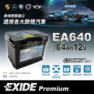 萬池王 EXIDE 美國埃克賽德-EA640 AUDI A4 A6 TT 120i E90 E36 E91 汽車電池適用