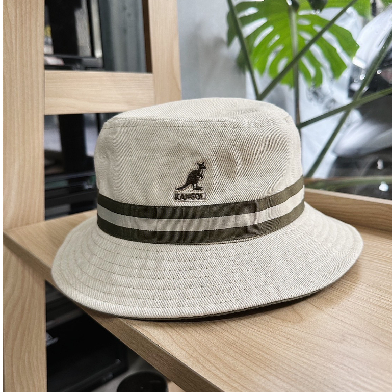 {XENO} 現貨 KANGOL stripe canvas HAT 漁夫帽 條紋 防曬 輕便 刺繡 帽子 現貨