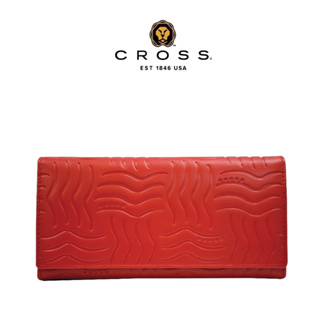 [ X ] CROSS 皮件．頂級 NAPPA 小牛皮 時尚 長夾 皮夾 第一夫人系列 (紅色)