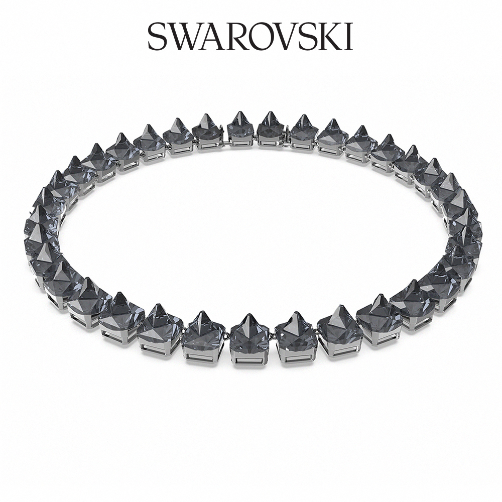 SWAROVSKI 施華洛世奇 Ortyx 項鏈 金字塔形切割, 灰色, 鍍黑鉻色