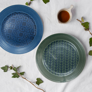 日系復古手刷編織/格紋點心盤14cm-共2款《WUZ屋子》日本製碗盤 餐盤 盤子 碗盤 日本製 點心盤