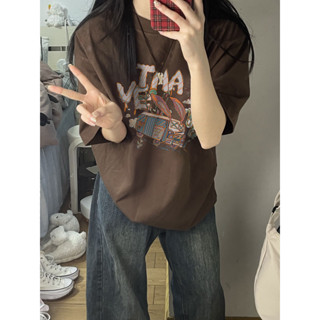 不入後悔系列！ 短袖上衣 女生短袖 美式復古 寬鬆上衣 oversize 短袖 印花t恤 女生短袖t恤 美式復古短袖