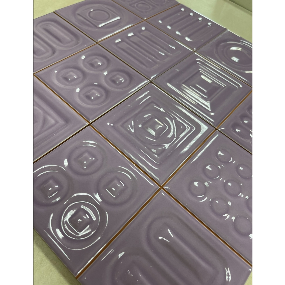 磁磚-玩藝 20X20 紫色四格立體花磚 隨機出貨