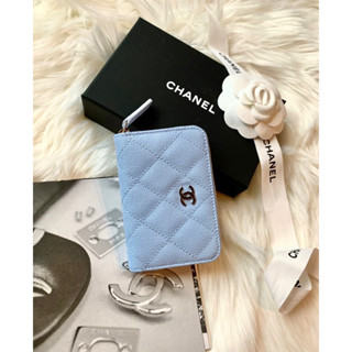 臺灣現貨💛27500 香奈兒 Chanel 23s 藍紫色 荔枝皮 拉鍊錢包/卡包