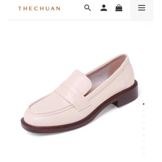 The Chuan 真皮素面芯軟厚底樂福鞋 米白37 全新 原價1,880