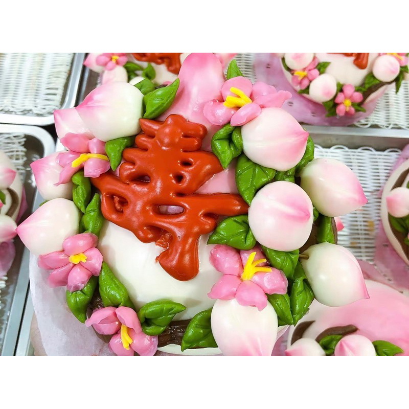 花餑餑中式生日蛋糕老人賀壽拜拜禮品手工壽桃饅頭爸爸親親節禮物