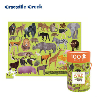 Crocodile Creek生物主題學習桶裝拼圖/ 野生動物 eslite誠品