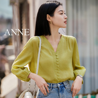 ANNE｜女夏季薄款V領罩衫 M-XL【AT10240】V領上衣 長袖襯衫 V領罩衫 防曬上衣 雪紡襯衫 薄款襯衫