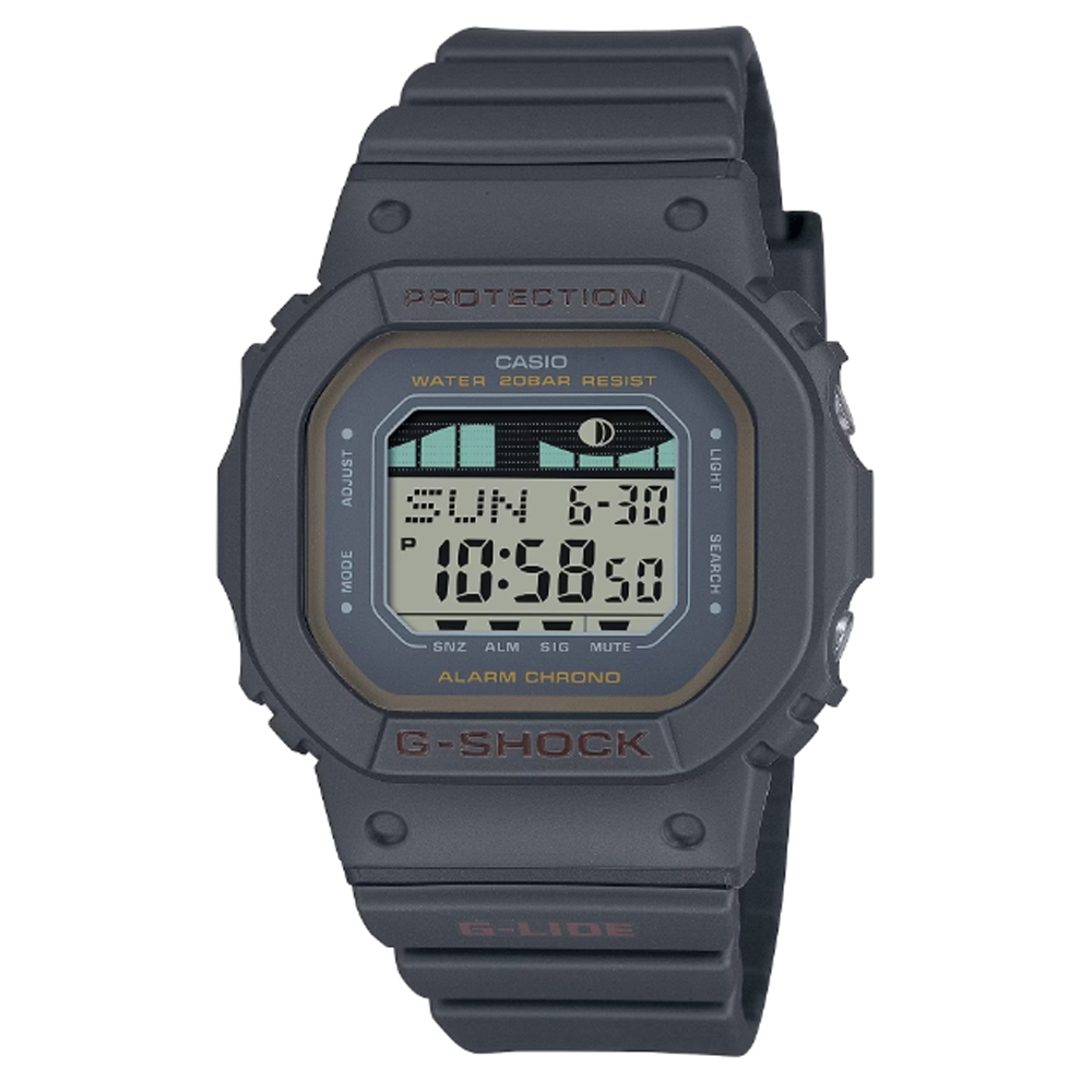 【CASIO】G-SHOCK G-LIDE運動系列 方型數位電子女錶 潮汐功能 GLX-S5600-1 台灣卡西歐公司貨