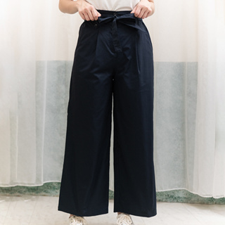 【Hana Mokuba】花木馬日系女裝本布腰帶修身寬褲