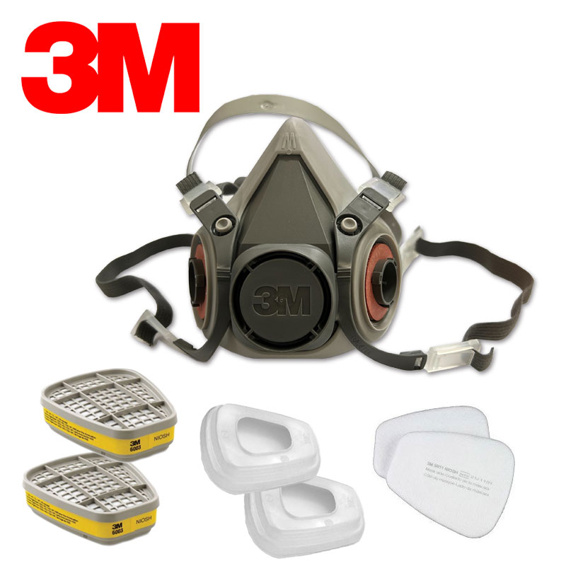 3M 6200 防毒面具 (全配7件組) 半罩式，雙罐式/6200面罩主體x1、6003濾毒罐x2、5N11濾棉 免運