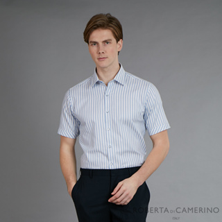 ROBERTA諾貝達 台灣製 進口素材 純棉 都會商務 合身版短袖襯衫REH06-33水藍