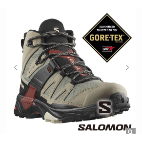 【SALOMON 法國】男X ULTRA 4 GTX中筒登山鞋『卡其/黑/焦褐紅』473525 登山鞋 健行鞋 多功能鞋
