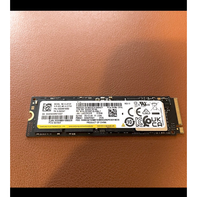 Samsung 三星 NVME PM9A1 Gen4x4 512GB NGFF M2 SSD 固態硬碟 新機即拆良品