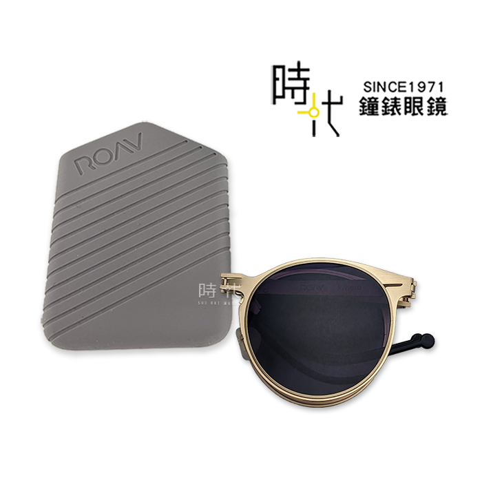 【ROAV】偏光太陽眼鏡 薄鋼 折疊墨鏡 Riviera 8103 C14.41 漸層灰色鏡片/淺金框 圓框墨鏡 52m