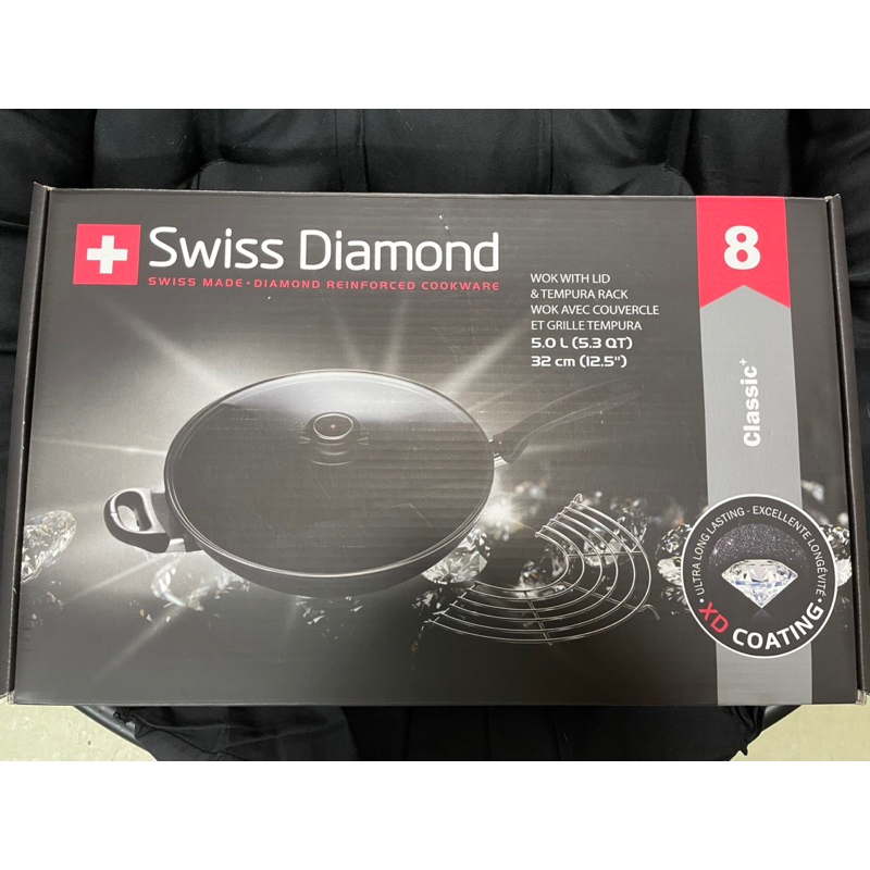 Swiss Diamond瑞仕鑽石鍋 中華炒鍋32cm（含鍋蓋、濾網）全新！