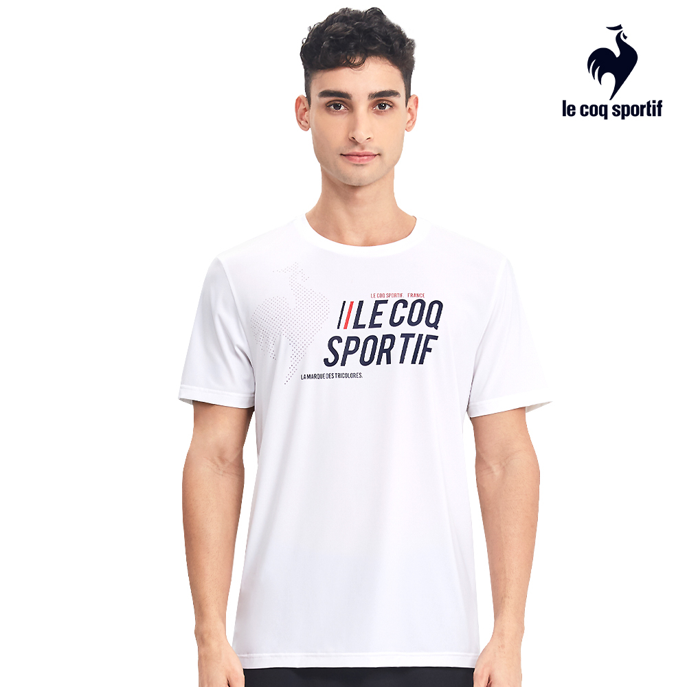 【LE COQ SPORTIF 法國公雞】吸濕排汗彈性運動Training短袖T恤-男款-白色-LWR21603