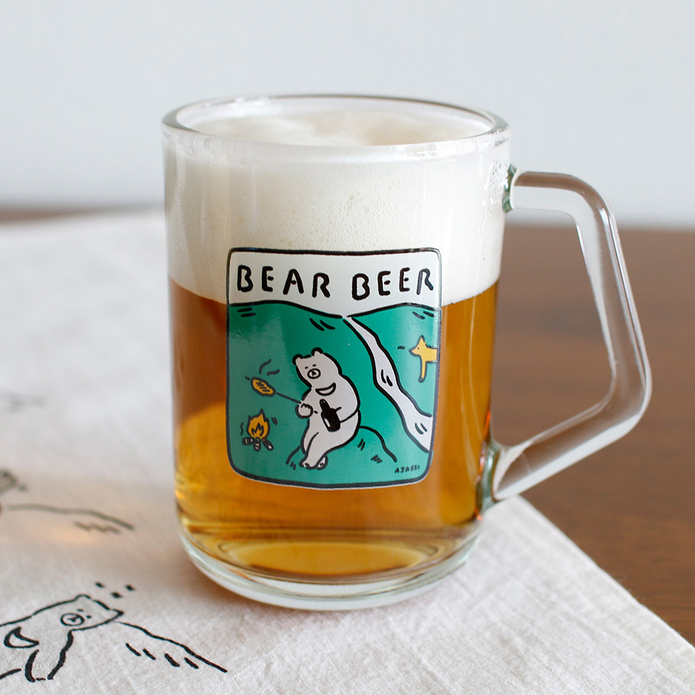 [fig.] AJASSI 啤酒熊 玻璃杯 飲料杯 優格杯 水杯 茶杯 啤酒杯 韓國製造 正品