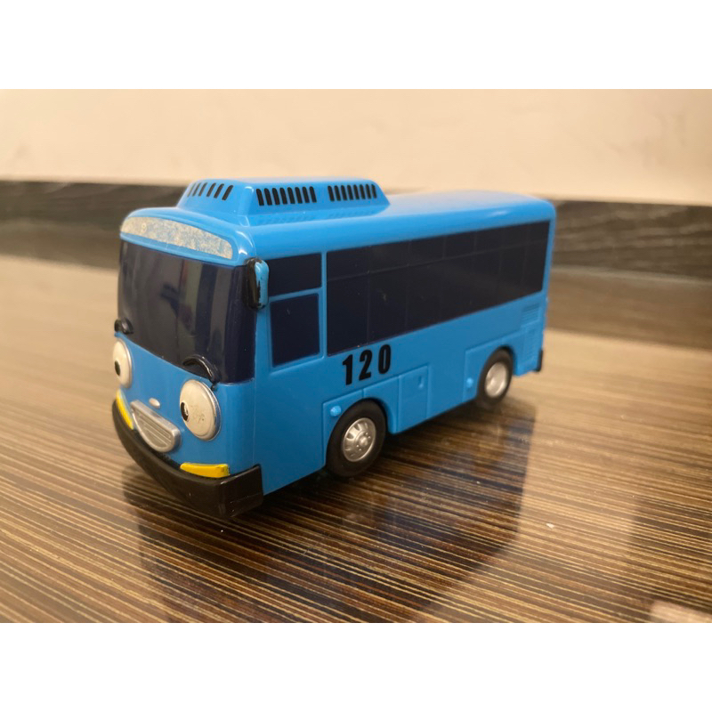 二手 tayo 藍色 小巴士 有回力 上方貼紙損壞