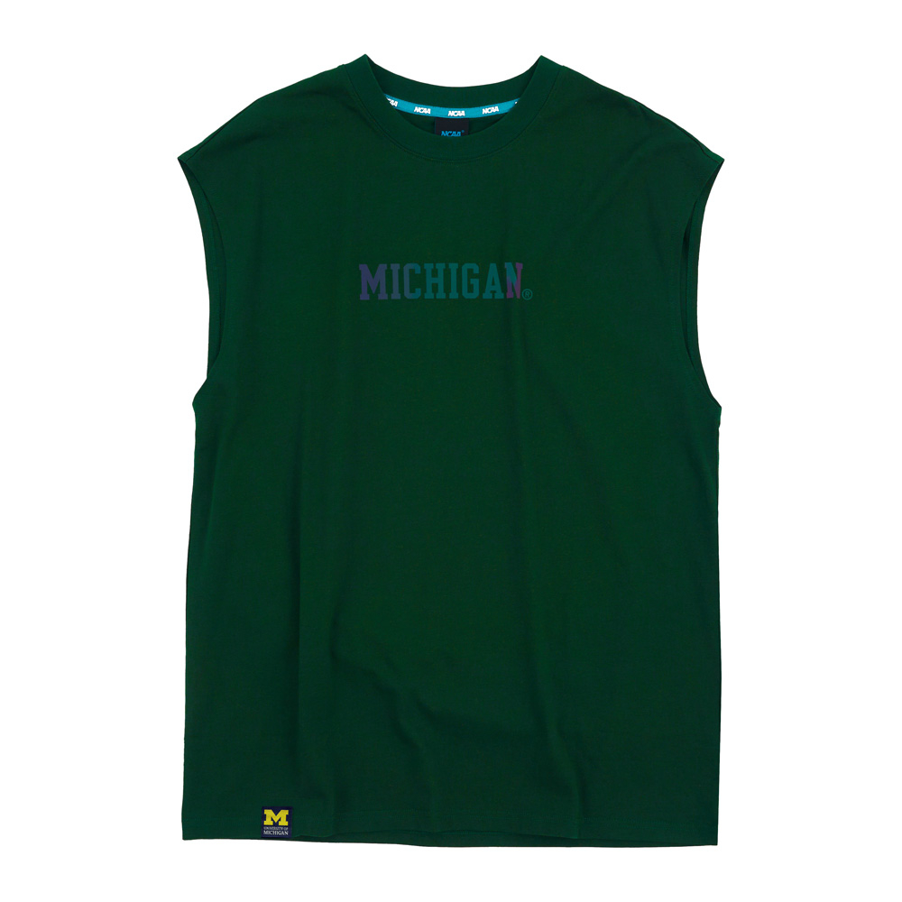 NCAA 背心 MICHIGAN 綠色 霓光LOGO 圓領 無袖 上衣 男 7325148572