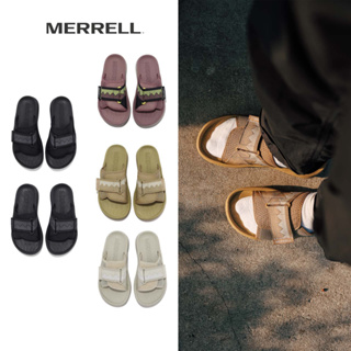 Merrell 拖鞋 Hut Ultra Slide 透氣網布 魔鬼氈 舒適柔軟中底 男鞋 女鞋 黑 骨白 棕【ACS】