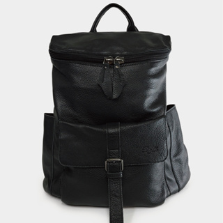 R&BB真皮牛皮包包-個性歐美簡約可手提隨性雙向拉鍊實用背包/旅行後背包-黑色