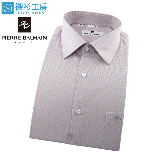 皮爾帕門pb淺紫色細格紋合身長袖襯衫70179-08-襯衫工房