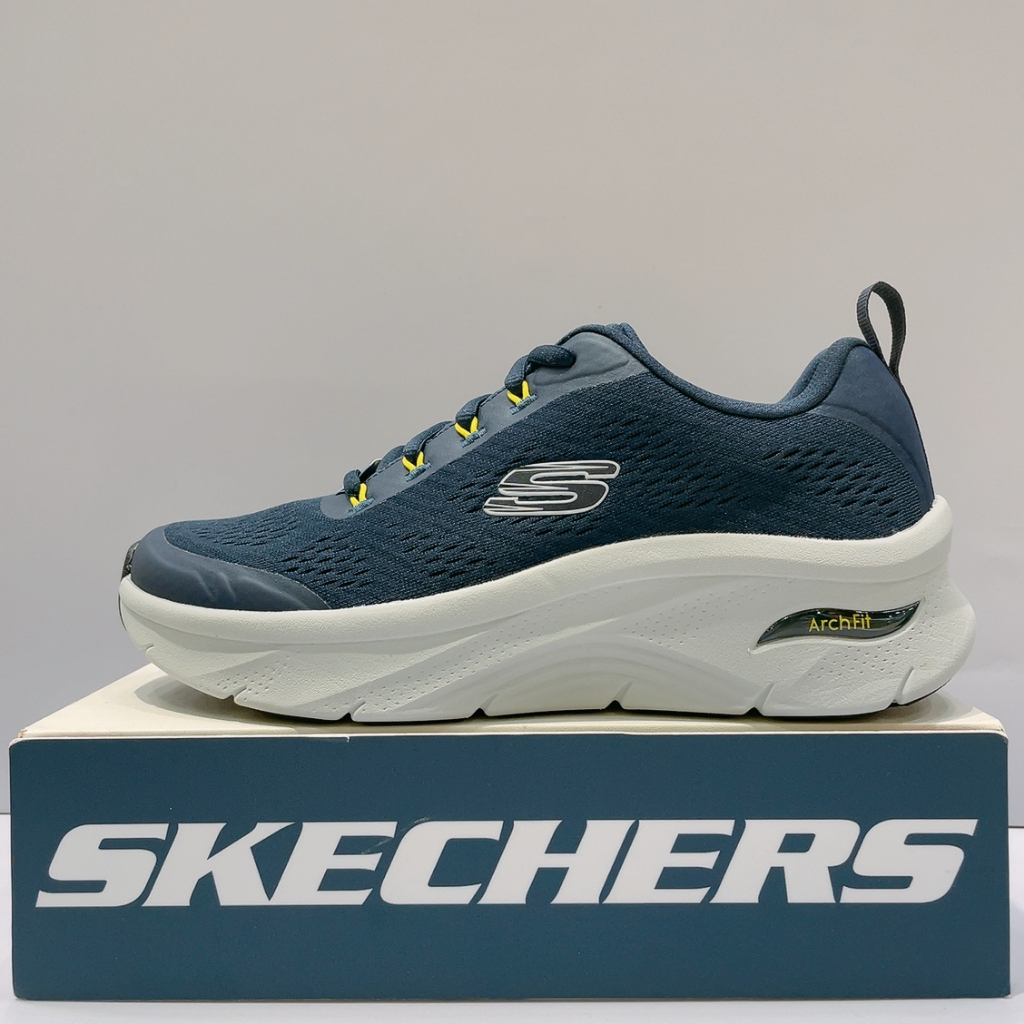 SKECHERS ARCH FIT D'LUX 男生 藍色 舒適 透氣 運動 慢跑鞋 232502NVLM