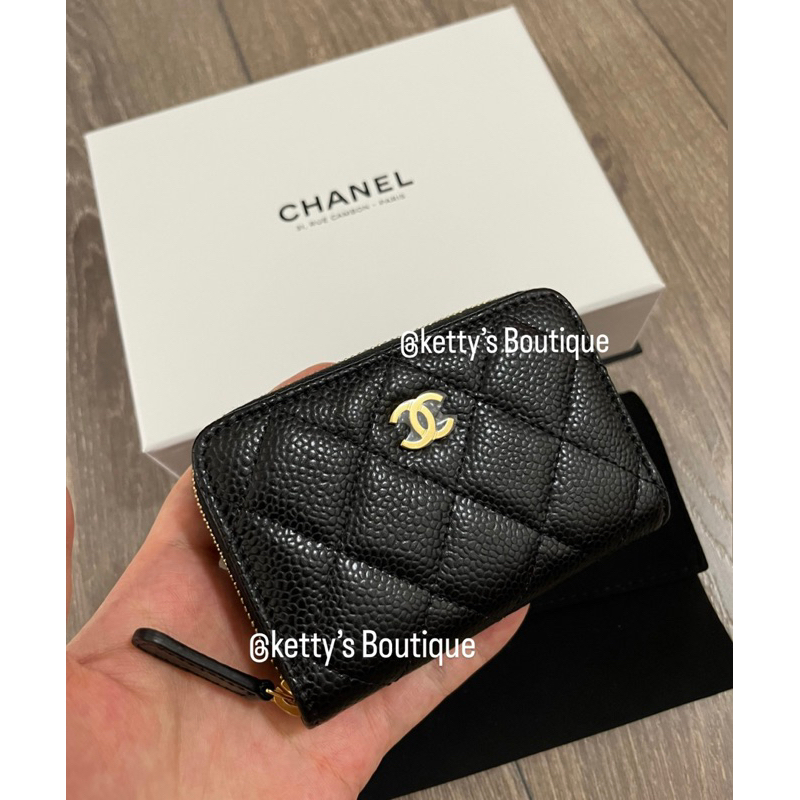 Chanel AP0216 黑色淡金釦零錢包