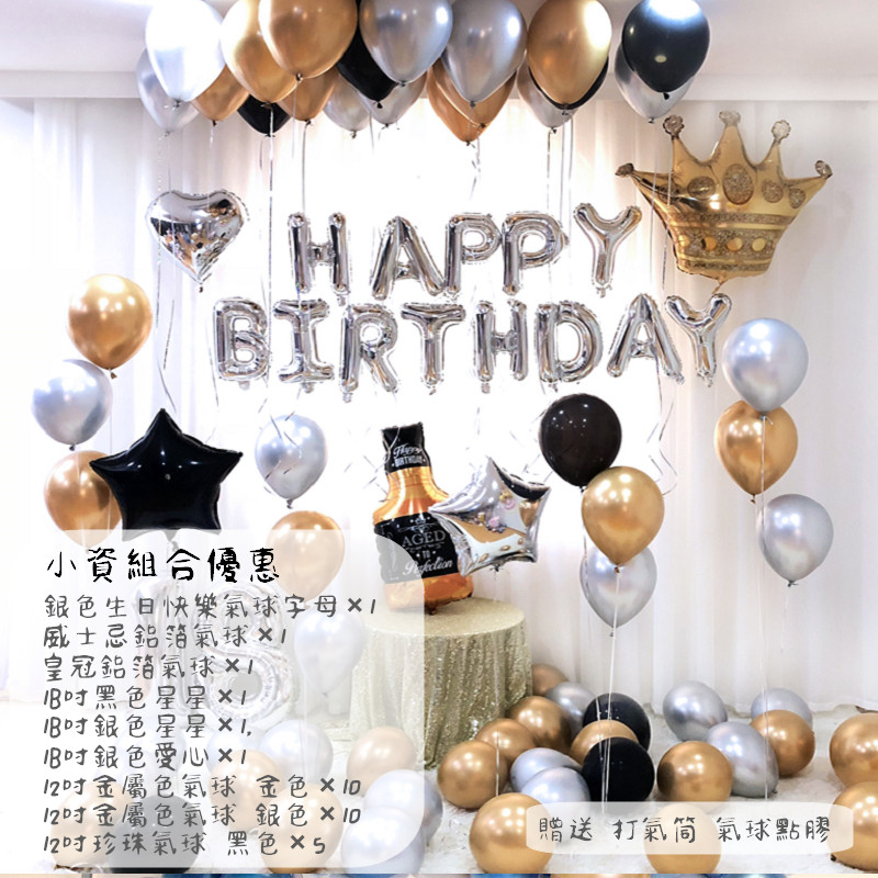 ☆套裝組合☆氣派金色生日派對氣球系列(金屬色澤氣球) 鋁箔氣球 生日派對 氣球膠 氣球生日 拍攝道具 數字氣球 英文氣球