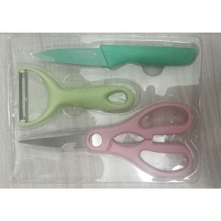 彩色刀具-廚房三件組(剪刀+削皮器+水果刀)