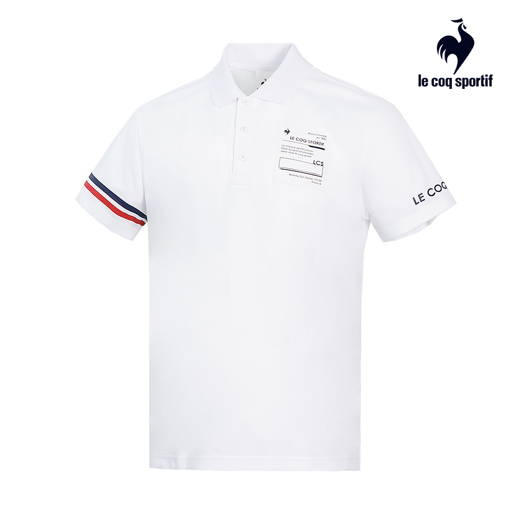 【LE COQ SPORTIF 法國公雞】吸排基礎百搭短袖POLO衫-男款-白色-LWR21242