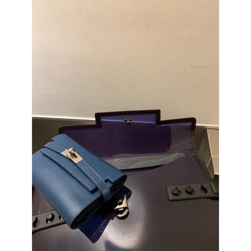 二手 專櫃正品 HERMES Kelly 中夾 藍色