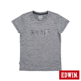 EDWIN 涼感系列 大LOGO圓領短袖T恤(麻灰色)-女款