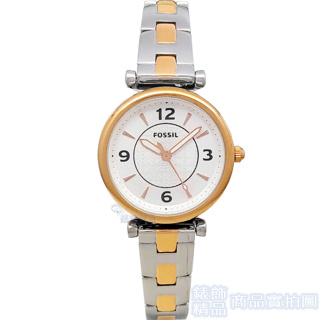 FOSSIL ES5201手錶 銀色面 玫瑰金色X銀色 鋼帶 女錶【澄緻精品】