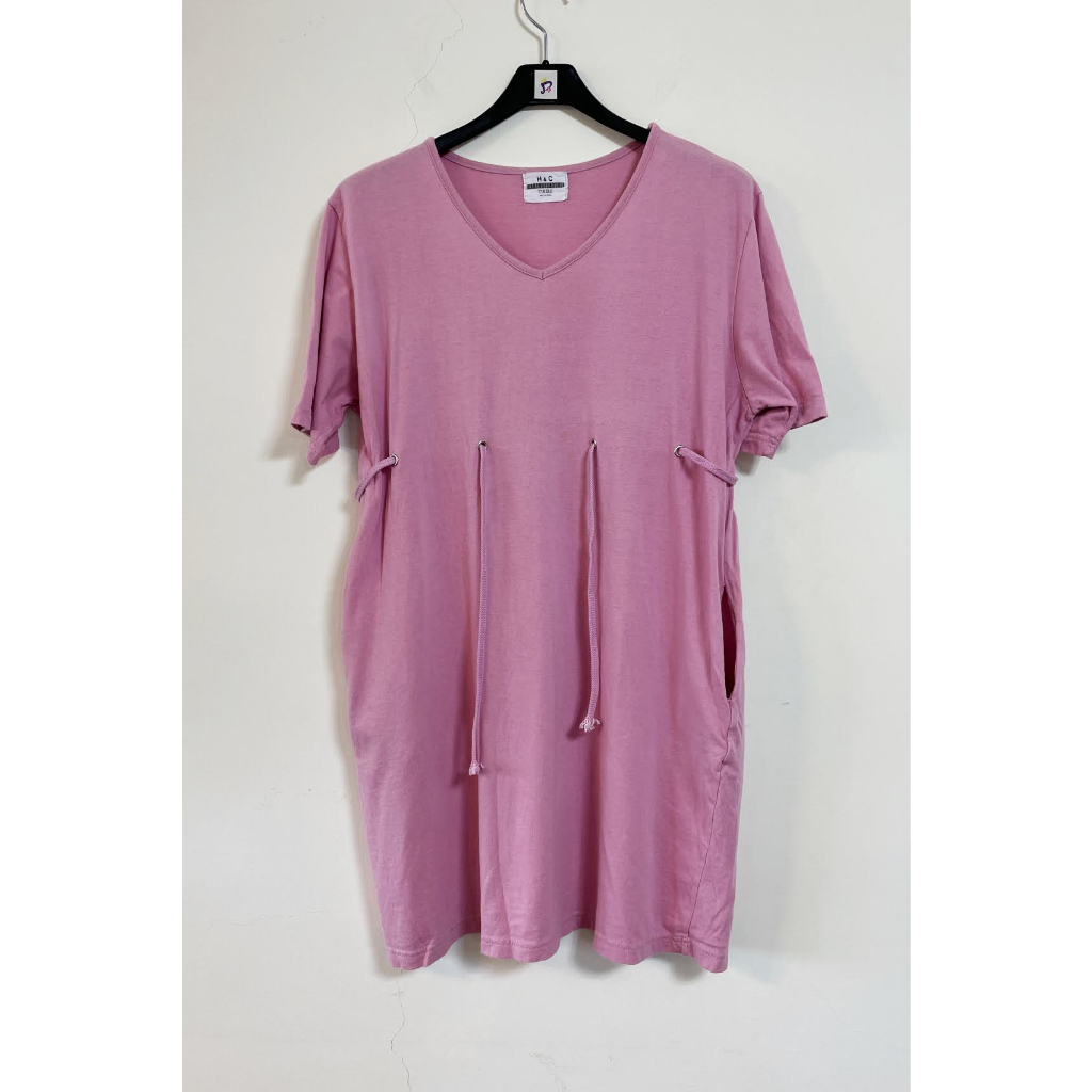 [二手] 平織棉質素色 T恤 洋裝 粉紅色