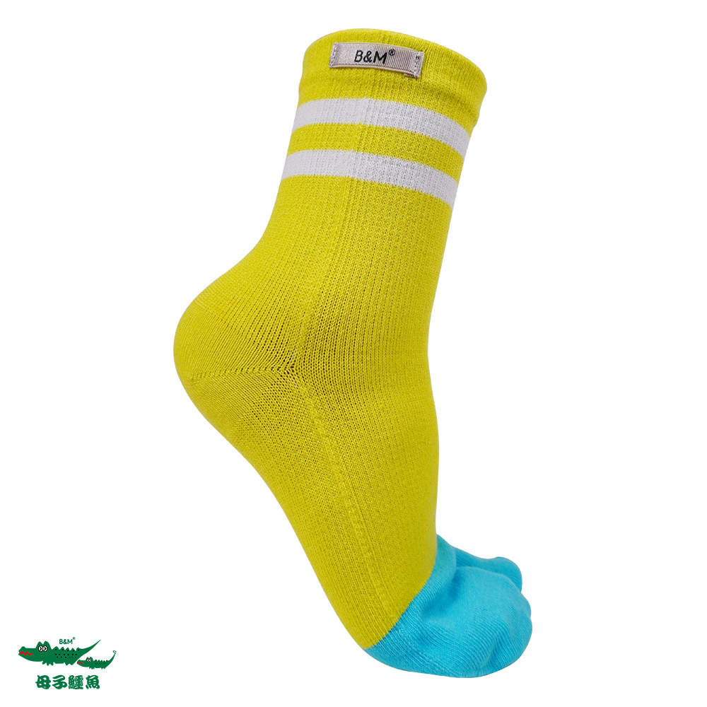 【母子鱷魚】時尚美足雙彈二趾襪-黃