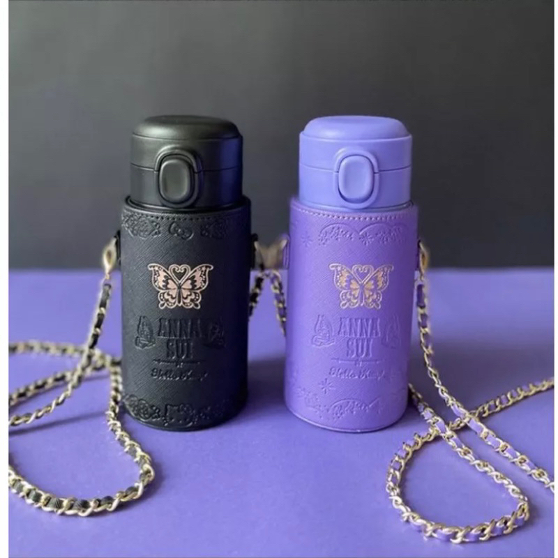 出清價👍全新Anna Sui &amp; Hello Kitty限定聯名保溫瓶杯套組*精靈款紫色